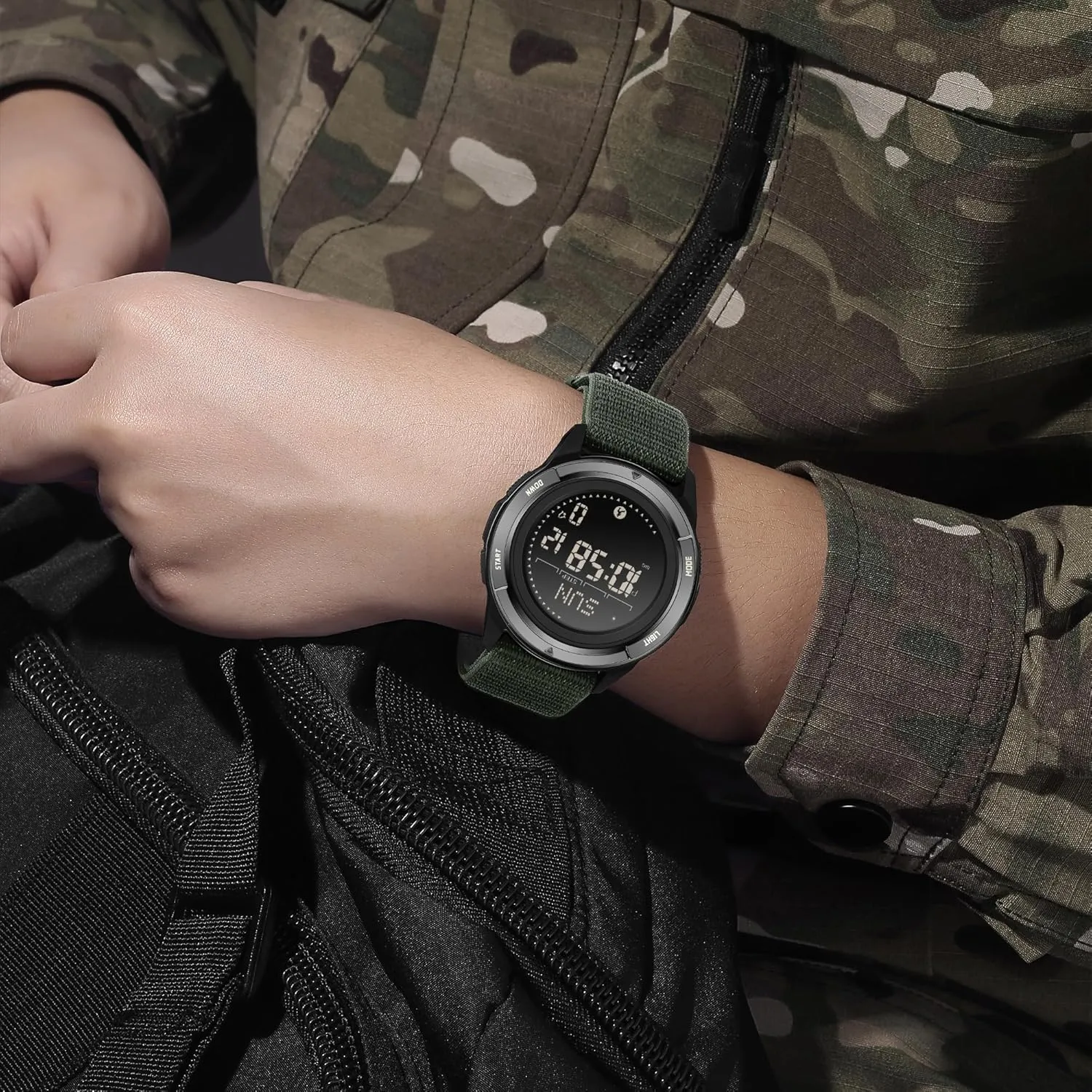 findtime Men's Digital Watch Pedometer Step Counter Watches Military Compass Waterproof Wrist Watch Tactical Sport Watch Calories Counter Pacer Running Wristwatch LED Light Stopwatch Countdown