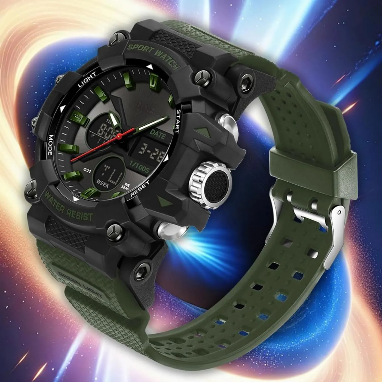 findtime Mens Watches Sports Outdoor Watch for Men with Date Analog Digital LED Backlight Wristwatch Waterproof