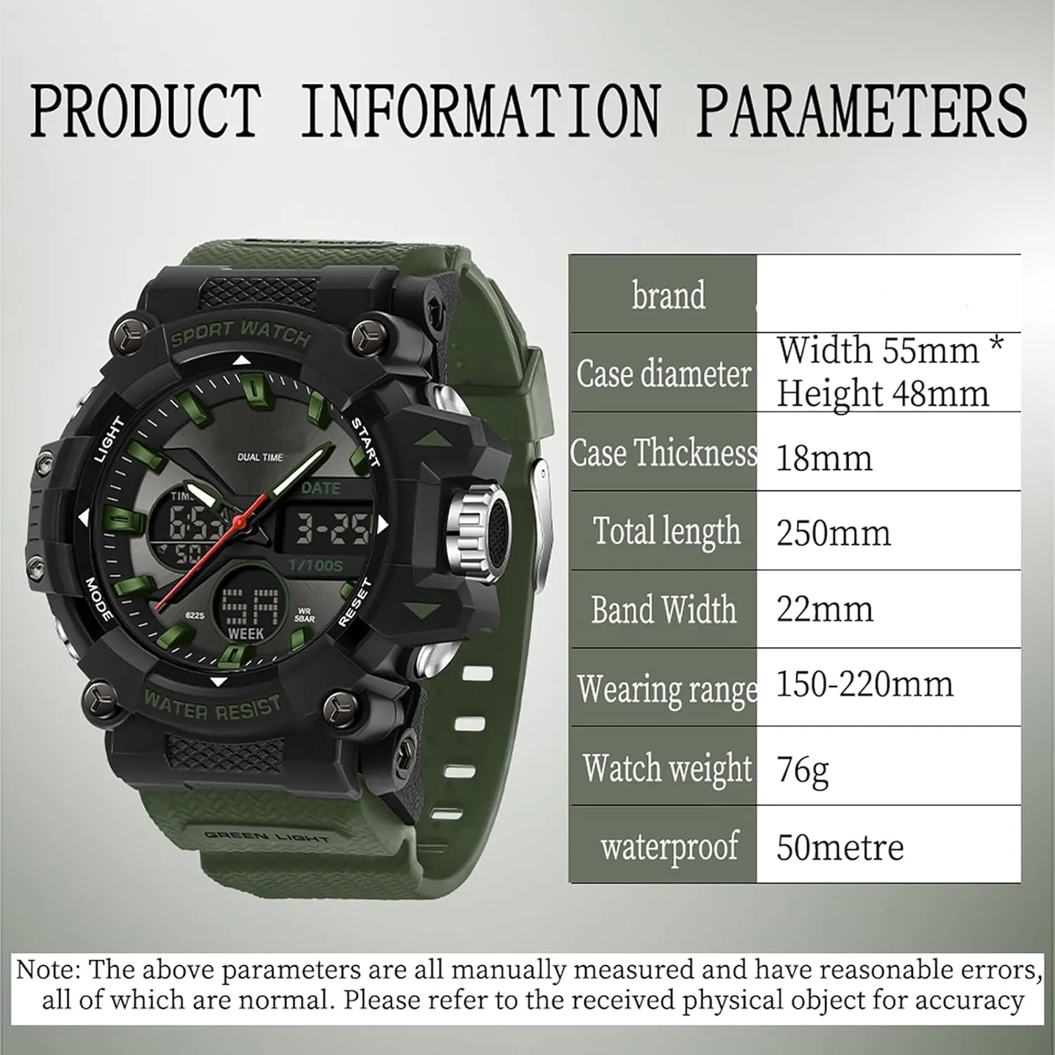 findtime Mens Watches Sports Outdoor Watch for Men with Date Analog Digital LED Backlight Wristwatch Waterproof