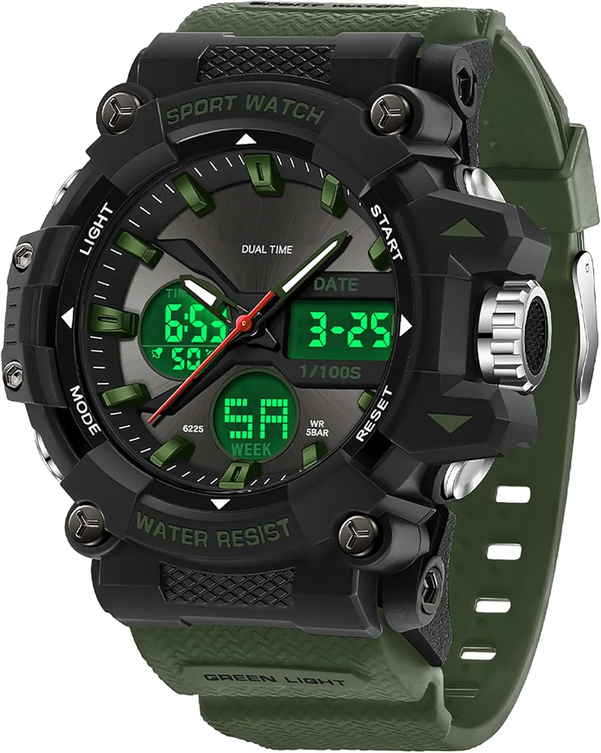 findtime Mens Watches Sports Outdoor Watch for Men with Date Analog Digital LED Backlight Wristwatch Waterproof