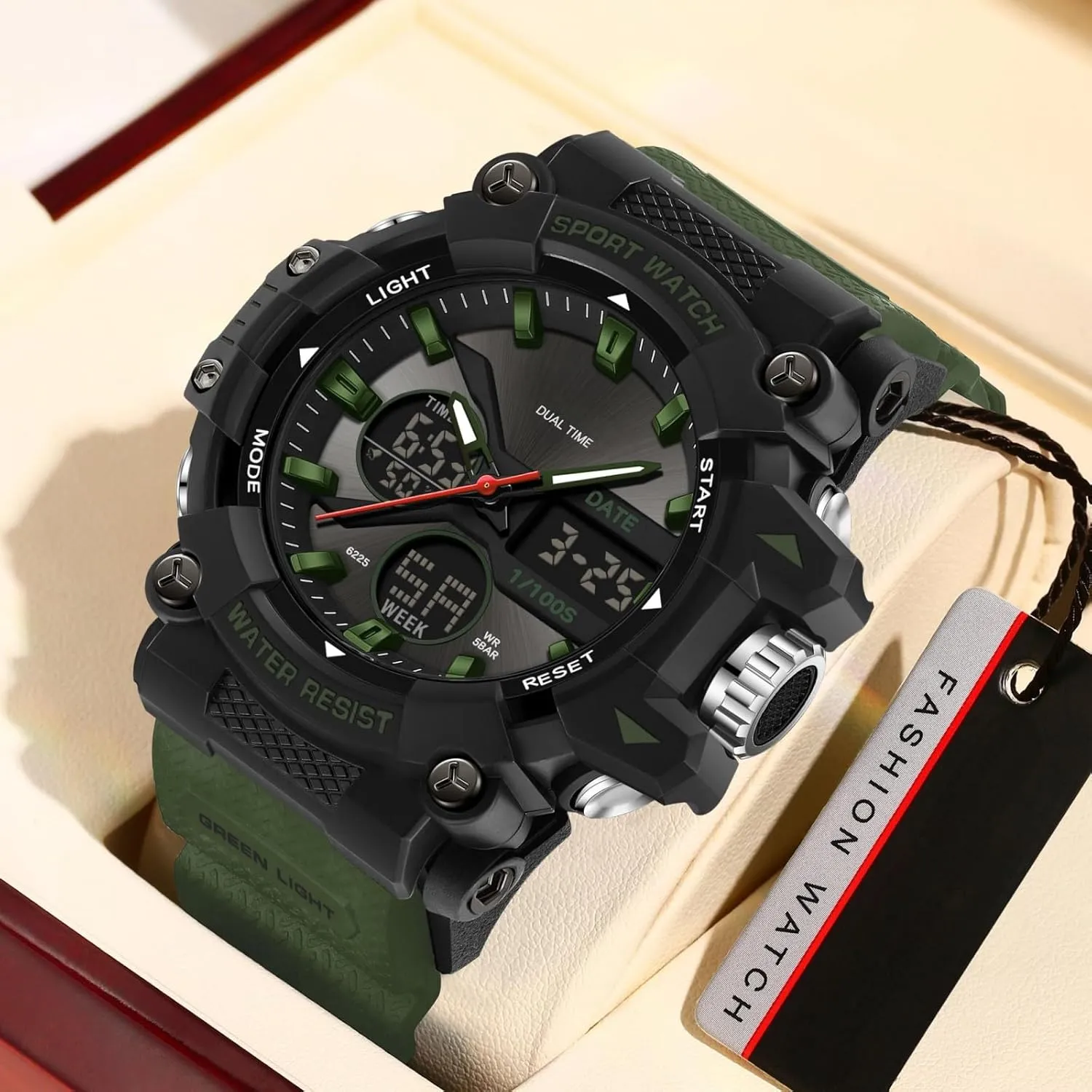 findtime Mens Watches Sports Outdoor Watch for Men with Date Analog Digital LED Backlight Wristwatch Waterproof