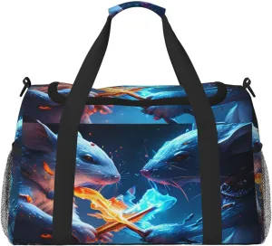 Fire And Ice Mouse Travel Duffel Bag Large Foldable Waterproof Overnight Bag For Beach Swim Bags Pool Sports Gym