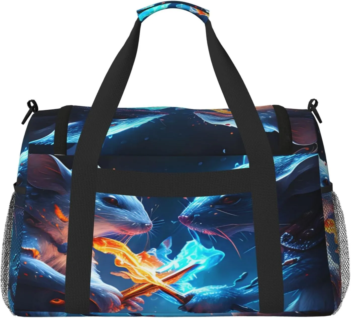 Fire And Ice Mouse Travel Duffel Bag Large Foldable Waterproof Overnight Bag For Beach Swim Bags Pool Sports Gym