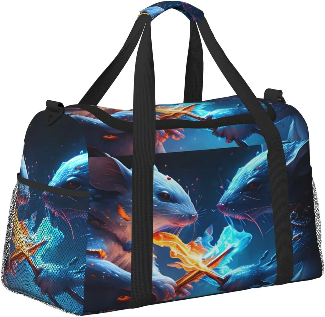 Fire And Ice Mouse Travel Duffel Bag Large Foldable Waterproof Overnight Bag For Beach Swim Bags Pool Sports Gym