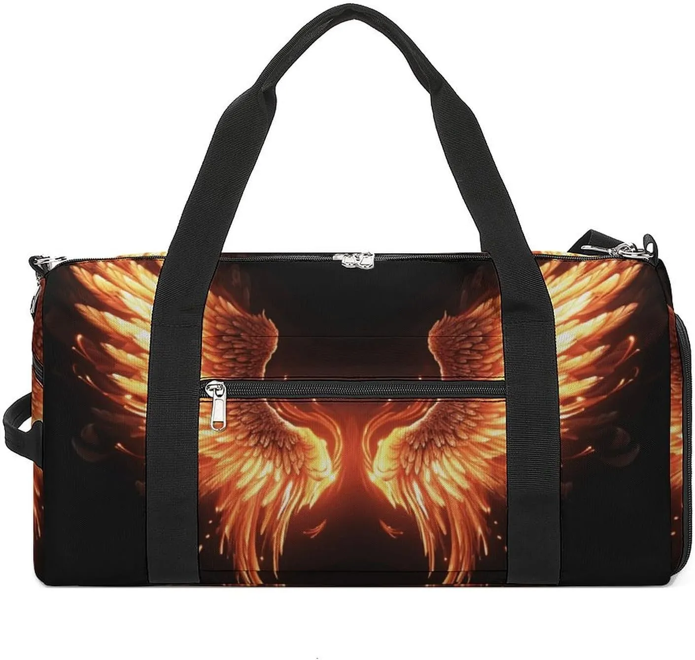 Fire Angle Wings Gym Bag Travel Duffel Bags for Men Women Large Weekender Bags Carry On Overnight Duffle Bag with Shoe Compartment for Workout