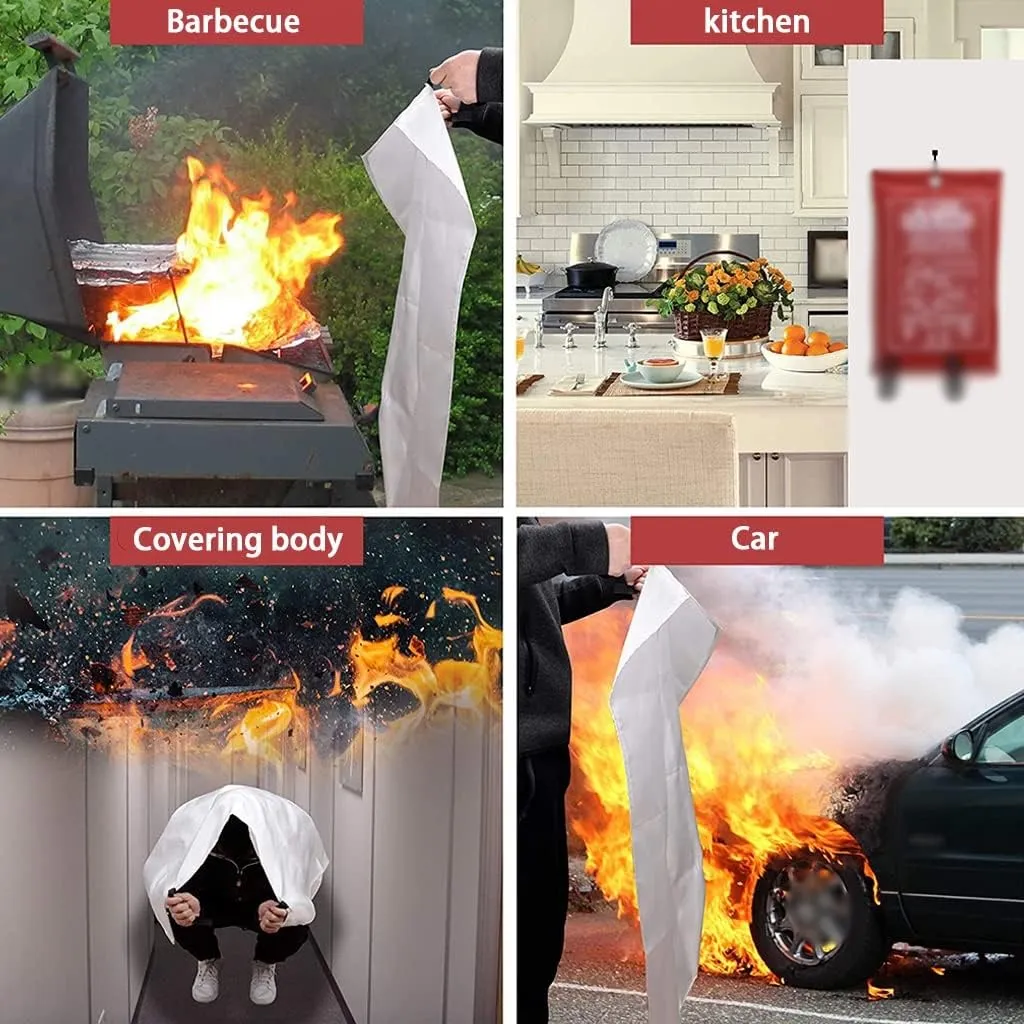 Fire Blanket Emergency Blankets Bulk Nano Glass Fiber Fire Blanket, Reusable Fire Retardant Blanket, Kitchen Survival Emergency Blankets, 39.3 * 39.3inches (Color : White, Size : 39 * 39inches)