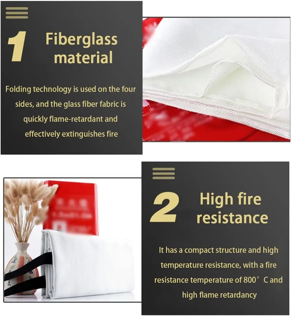 Fire Blanket Emergency Blankets for Survival Fiberglass Fire Blanket, Emergency Fire Blanket for People, Kitchen Flame Retardant Blanket, for Camping Fireplace Grill Car