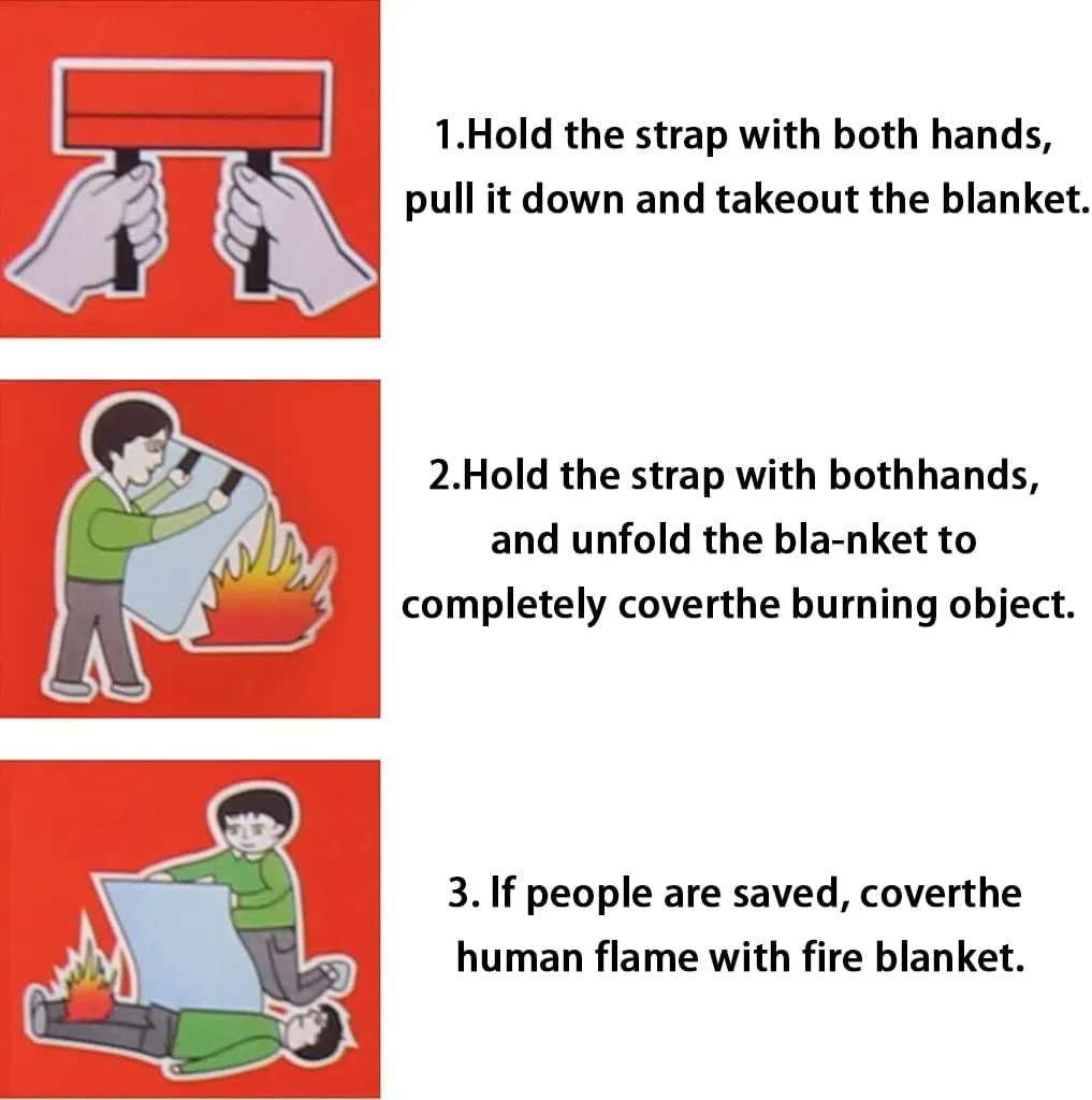 Fire Blanket Emergency Blankets for Survival Fiberglass Fire Blanket, Emergency Fire Blanket for People, Kitchen Flame Retardant Blanket, for Camping Fireplace Grill Car