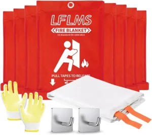 Fire Blankets Emergency for Home, 8 Pack Fire Suppression Blanket, 40” x 40” Fire Blanket for Kitchen, Fireproof Fiberglass Fire Safety Blanket for Office, School, Camping, Grill, Car, Warehouse