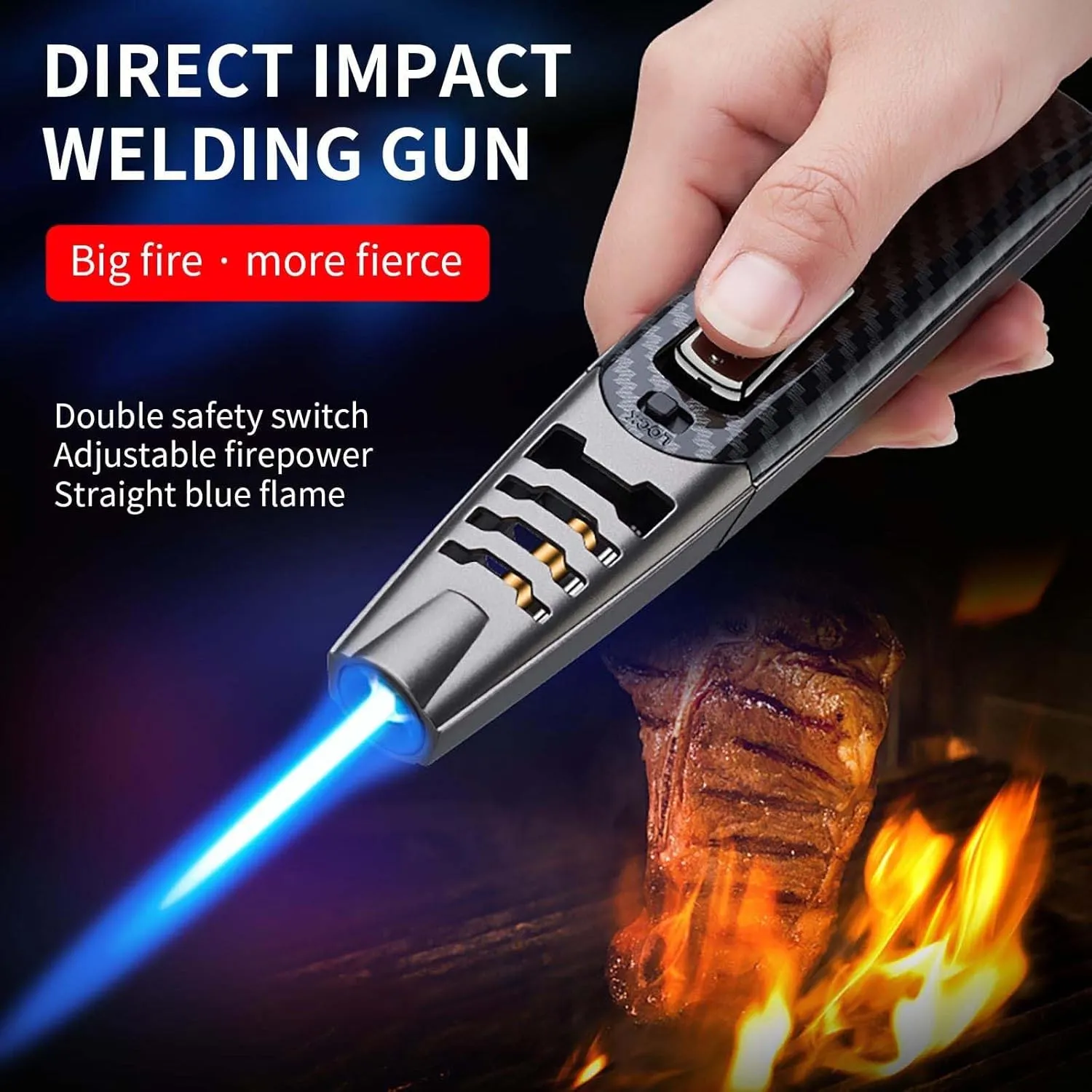 Fire Blaze Lighter, 2 Pack Fire Blaze Electric Lighter, Powerful Adjustable Flame Dual-Arc Torch Lighter, Waterproof and Windproof for Outdoor Camping Hiking Traveling (E)