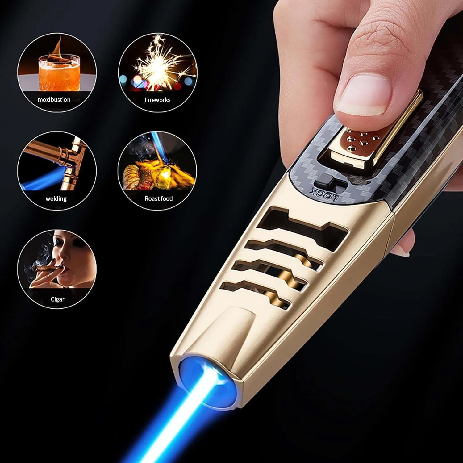 Fire Blaze Lighter, 2 Pack Fire Blaze Electric Lighter, Powerful Adjustable Flame Dual-Arc Torch Lighter, Waterproof and Windproof for Outdoor Camping Hiking Traveling (E)