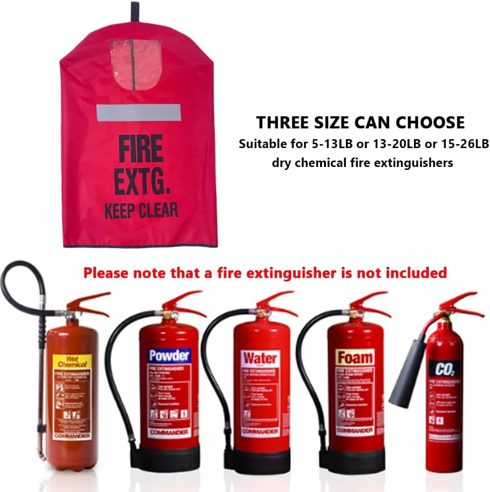 Fire Extinguisher Cover with Reflective Strap, Heavy Duty Fire Sa-fety Protective Sleeve from scuffs & scratches Accessories, 18"Wx26"L, 1 Pcs (13-20LB)