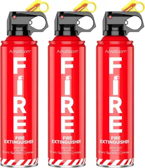 Fire Extinguisher for Home, Car, Kitchen, and Boat 3-Pack with Emergency Survival Kit, Portable Extinguishing Aerosol Spray Compact A, B, C, K – Includes Mounting Brackets for Easy Access.