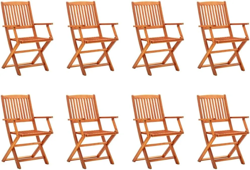 fire Pit Chairs,high Chair,Patio Furniture,Beach Chair,Folding Patio Chairs 8 pcs Solid Eucalyptus WoodFor Gardens, patios, Balconies