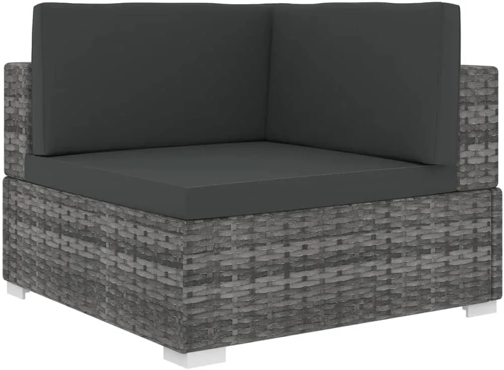 fire Pit Chairs,high Chair,Patio Furniture,Beach Chair,Sectional Corner Chair with Cushions Poly Rattan GrayFor Gardens, patios, Balconies