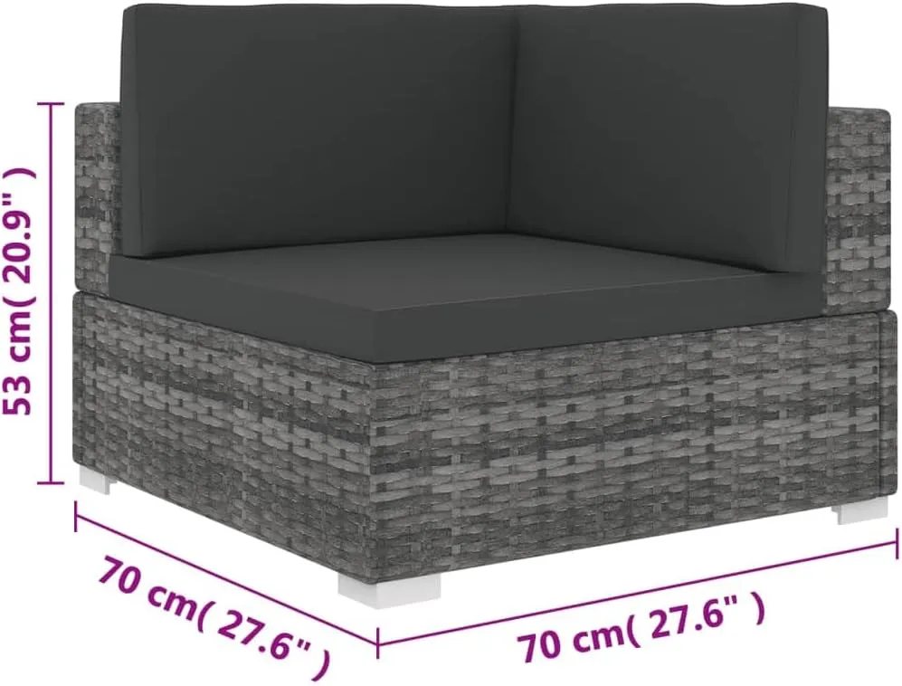 fire Pit Chairs,high Chair,Patio Furniture,Beach Chair,Sectional Corner Chair with Cushions Poly Rattan GrayFor Gardens, patios, Balconies