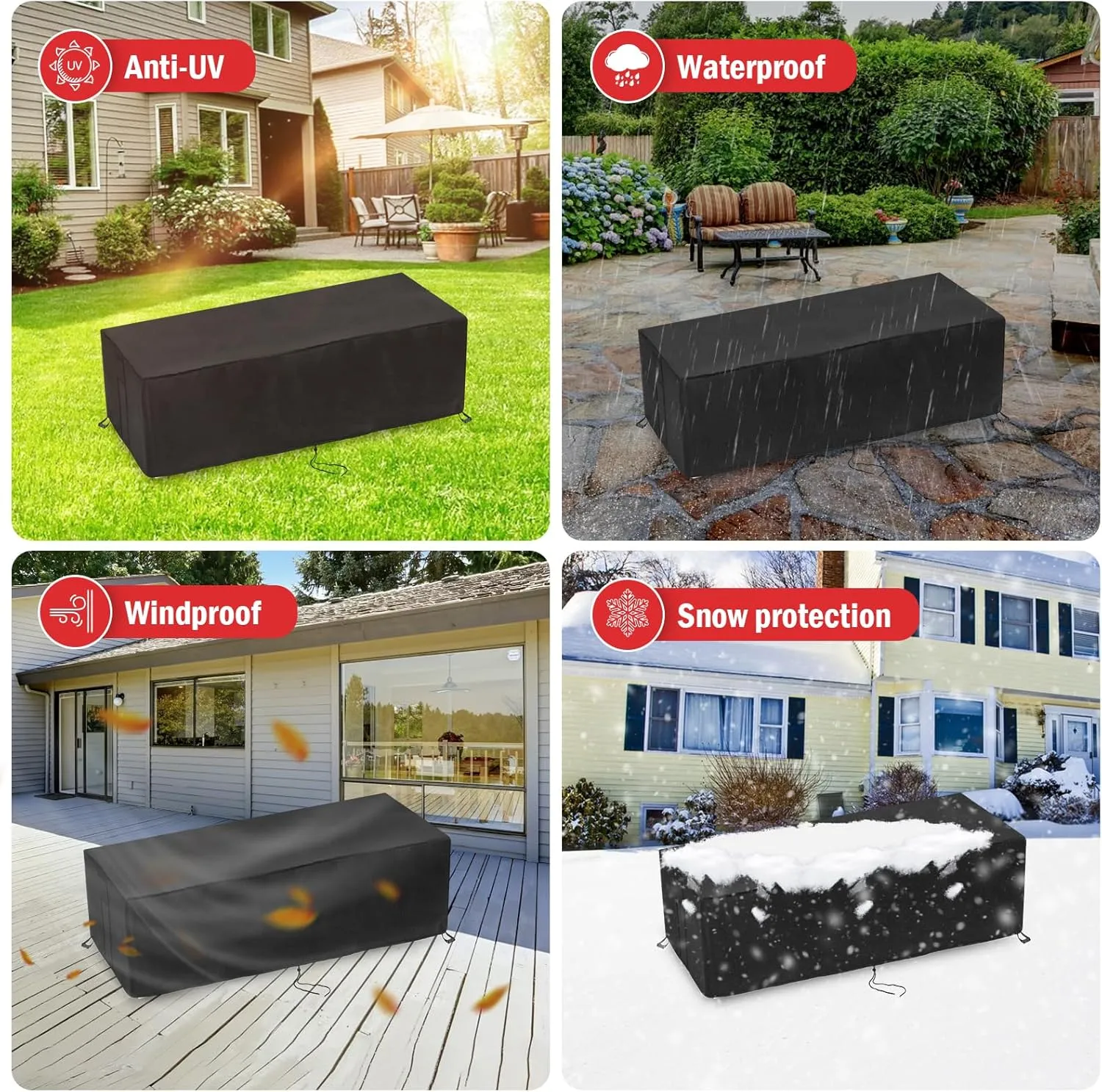 Fire Pit Cover Rectangular 56 Inch,Propane Gas Fire Pit Table Cover,Outdoor Waterproof Firepit Table Cover - 56 x 27 x 15 Inch