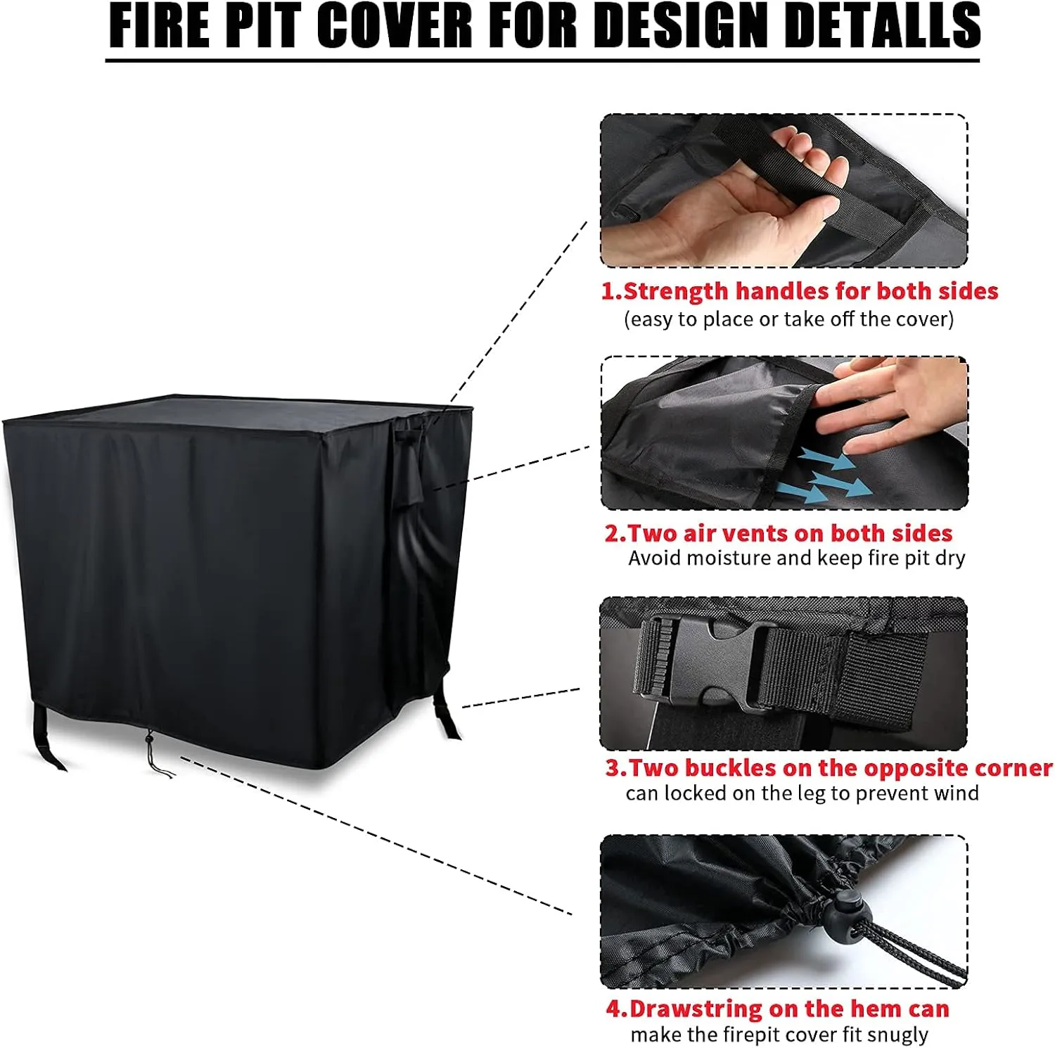 Fire Pit Cover Rectangular 56 Inch,Propane Gas Fire Pit Table Cover,Outdoor Waterproof Firepit Table Cover - 56 x 27 x 15 Inch