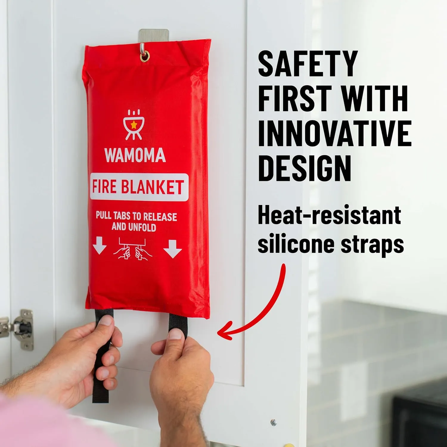 Fire Suppression Blanket - Waterproof, Oil-Resistant, Fiberglass Fire Blanket for Home, Kitchen, Grill, BBQ, Fireplace with Rapid Deployment | Reusable High Heat Resistant Safety Sheet