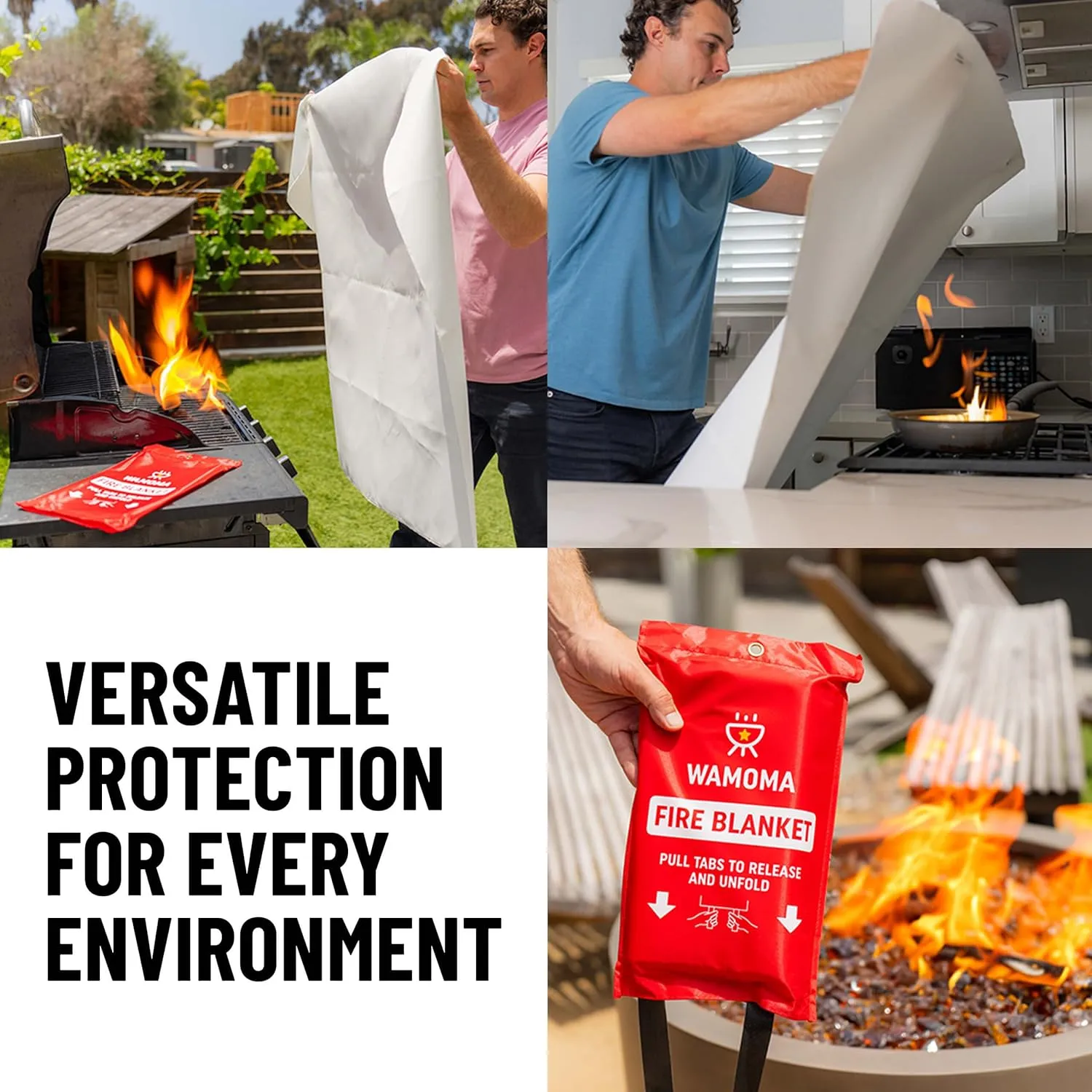 Fire Suppression Blanket - Waterproof, Oil-Resistant, Fiberglass Fire Blanket for Home, Kitchen, Grill, BBQ, Fireplace with Rapid Deployment | Reusable High Heat Resistant Safety Sheet