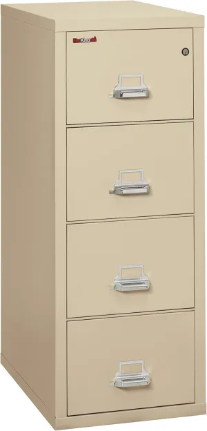 FireKing Fireproof Vertical File Cabinet (4 Letter Sized Drawers, Impact Resistant, Waterproof), 52 .75" H x 17.75" W x 31.56" D, Parchment