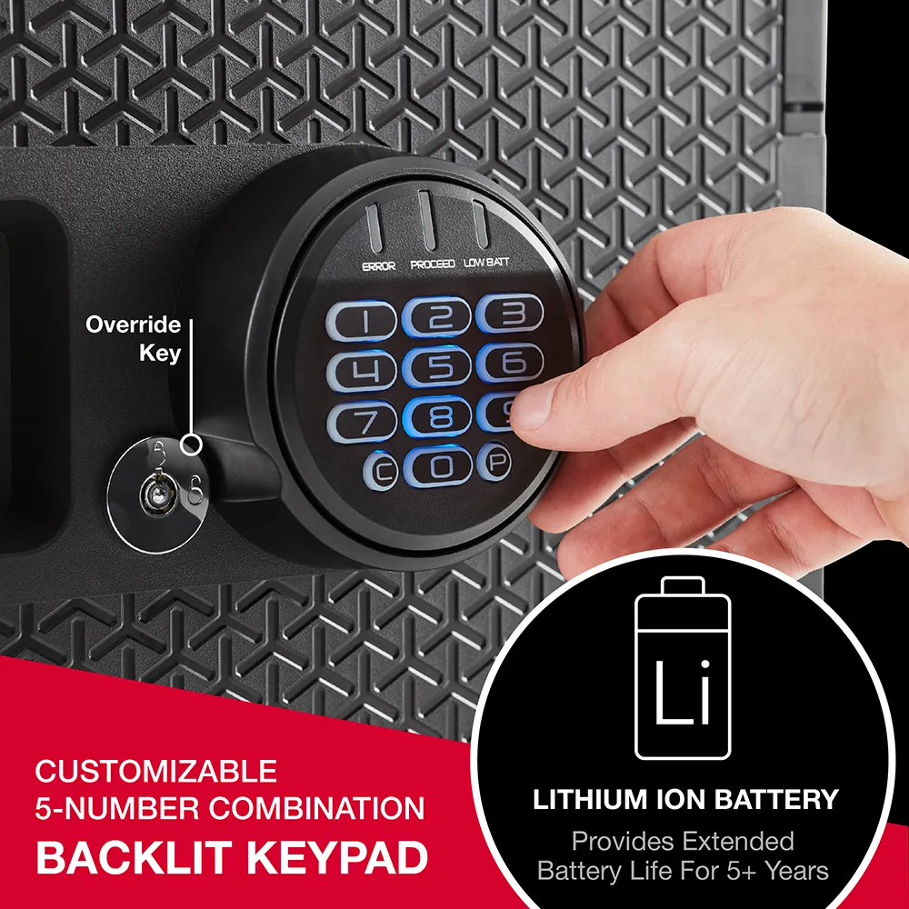 Fireproof and Waterproof Safe with Backlit Digital Keypad and Override Key FPW082HTC