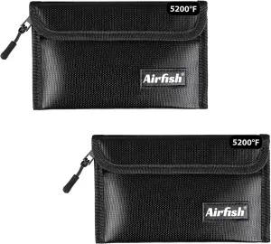 Fireproof Money Bag, 5 x 8 inches Fireproof Wallet, Waterproof Cash Bag with Zipper, Small Fireproof Cash Bag for Valuables
