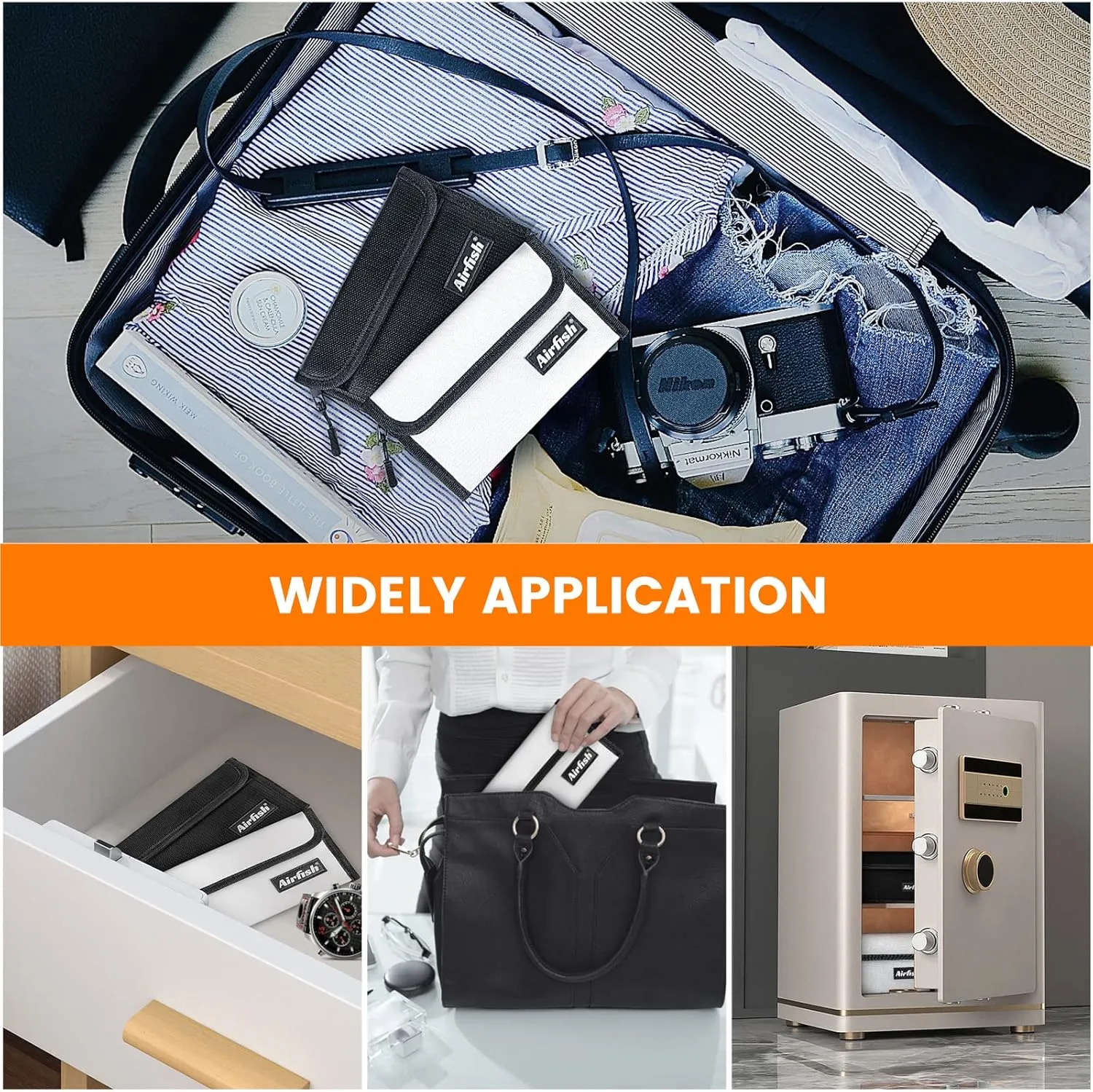Fireproof Money Bag, 5 x 8 inches Fireproof Wallet, Waterproof Cash Bag with Zipper, Small Fireproof Cash Bag for Valuables