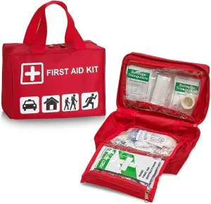 First Aid Kit - 96 Piece Compact Lightweight Portable Safety Trauma Bag Emergency Survival Kit Gear Home & Provide Immediate Care - Office Car Travel Hiking Camping & Other Outdoor Activities