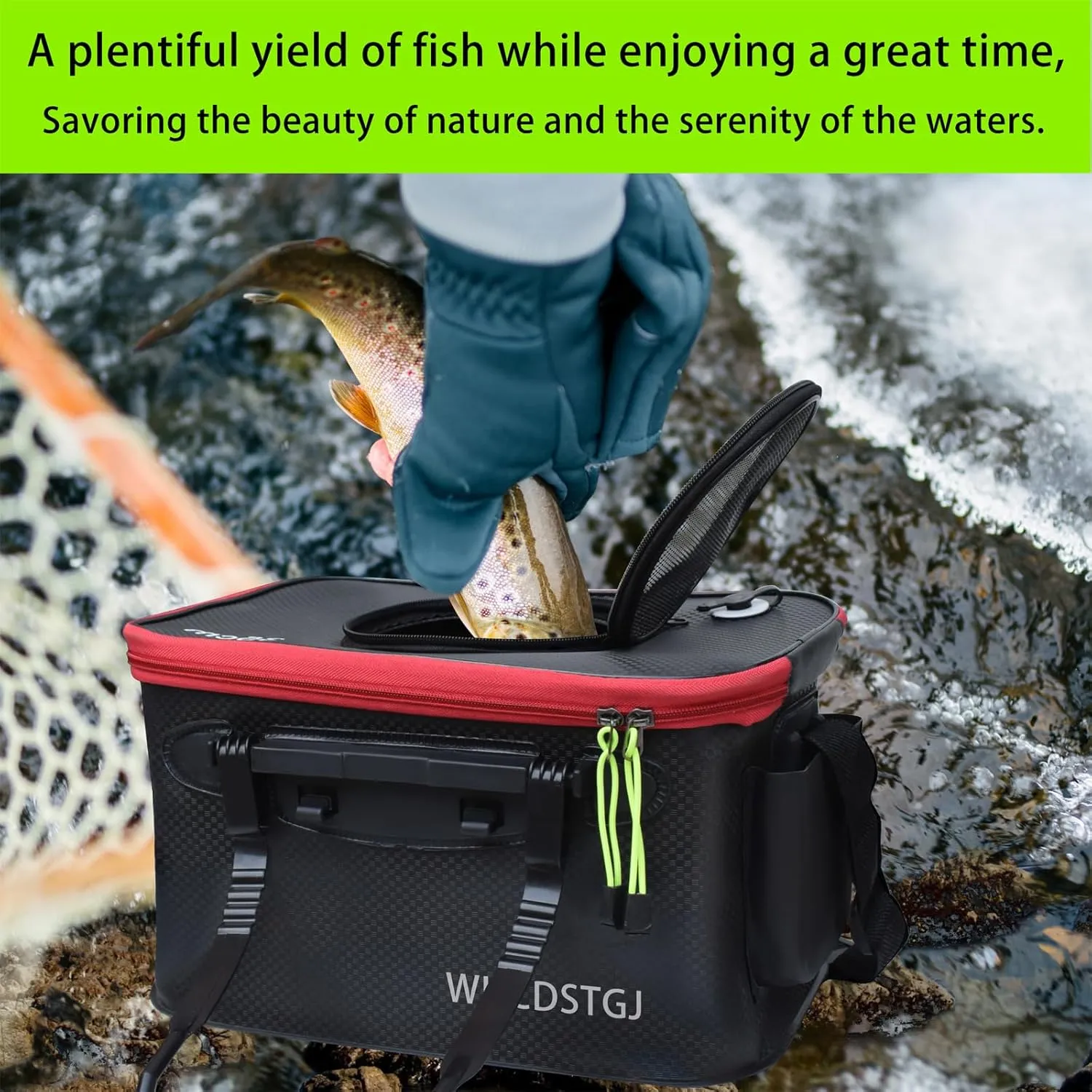 Fishing Bucket, Versatile Foldable Portable Fishing Bucket The 6 Gallon EVA Fish Bucket is Suitable for Storing Live Fish and Fresh Bait.…