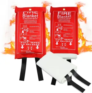 FJNATINH Fire Blanket 2Pack, Emergency Fire Suppression for Home and Kitchen - 40" x 40" Silicone Flame Retardant Fireproof Blanket for Survival Safety, No Stick to Hands