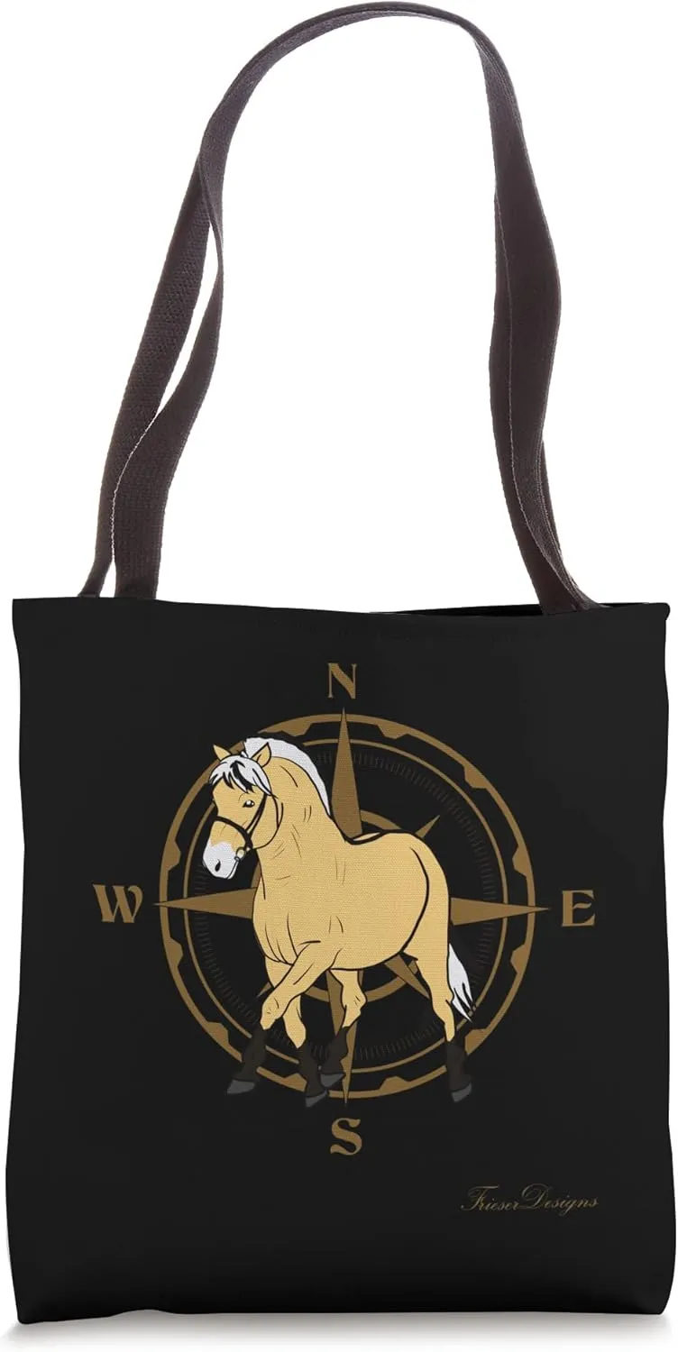 Fjord Horse, Fjord with Wind Rose, a Pony Fan, Cute Horses Tote Bag