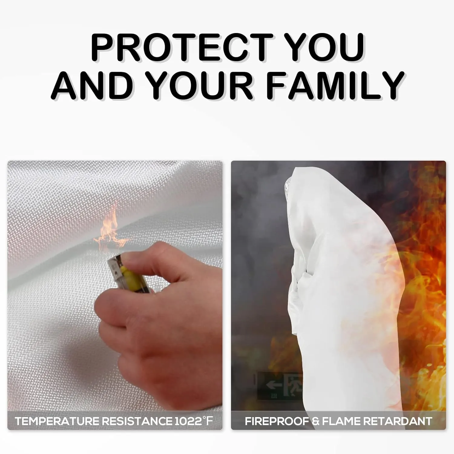 FLASLD Large Fire Blanket for Home and Kitchen, 6 ft x 8 ft Fiberglass Welding Blanket Emergency for People, Flame Retardant Protection and Heat Insulation