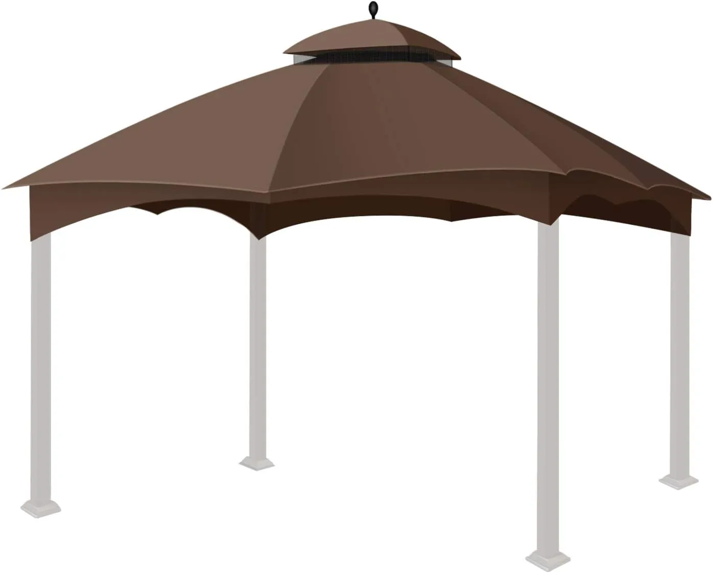 Flexzion 10x12 Gazebo Canopy Replacement Top (Brown) - Fits for Lowe's Allen Roth Gazebo GF-12S004B & TPGAZ17-002 - Easy to Install Cover to Revamp Your Home Gazebo and Outdoor Space