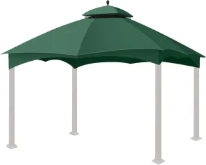 Flexzion 10x12 Gazebo Canopy Replacement Top (Green) - Fits for Lowe's Allen Roth Gazebo GF-12S004B & TPGAZ17-002 - Easy to Install Cover to Revamp Your Home Gazebo and Outdoor Space