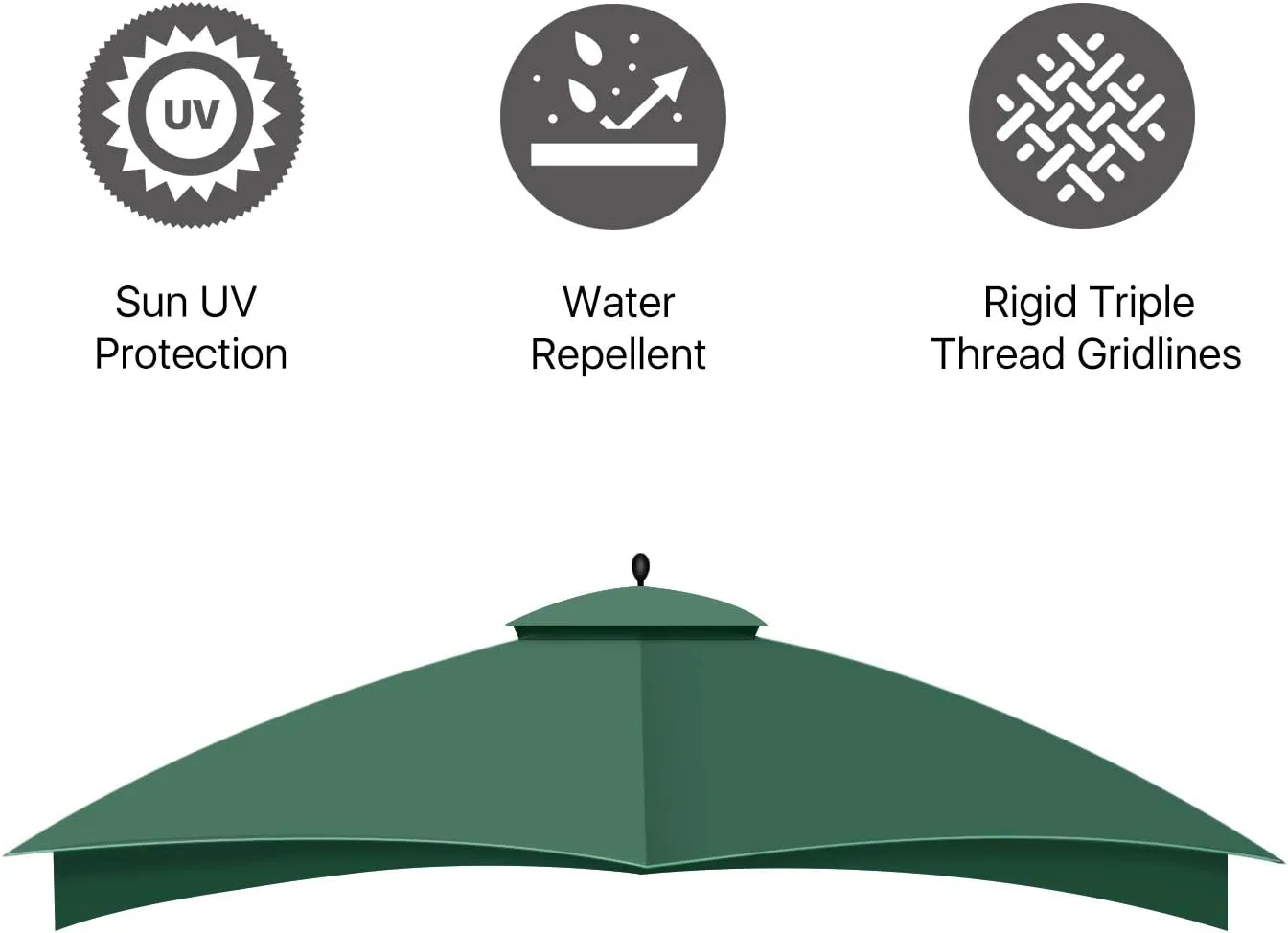 Flexzion 10x12 Gazebo Canopy Replacement Top (Green) - Fits for Lowe's Allen Roth Gazebo GF-12S004B & TPGAZ17-002 - Easy to Install Cover to Revamp Your Home Gazebo and Outdoor Space