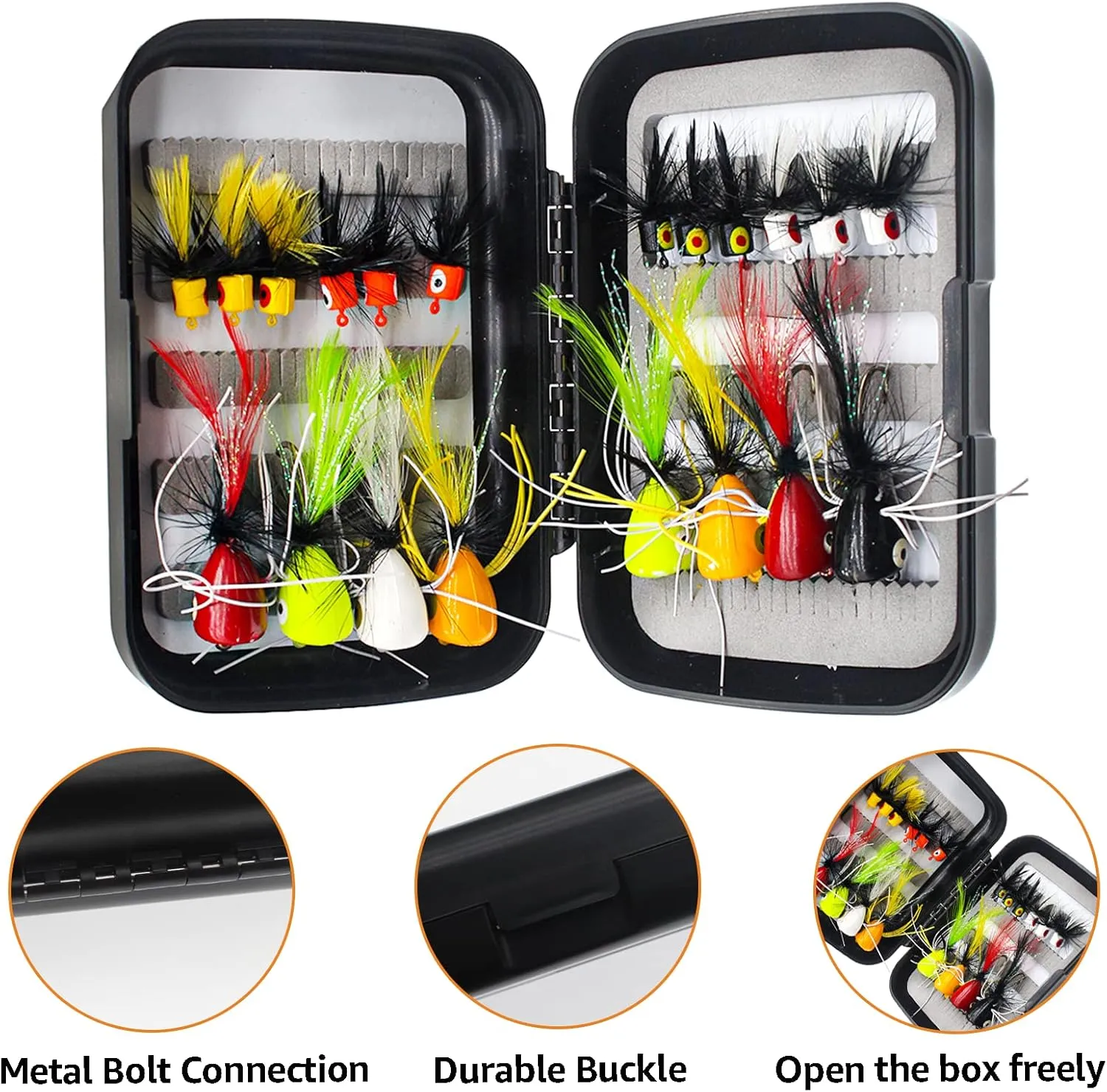 Fly Fishing Poppers Topwater Fishing Lures Assortment Kit Dry Wet Flies for Bass Trout Bluegill Panfish Salmon
