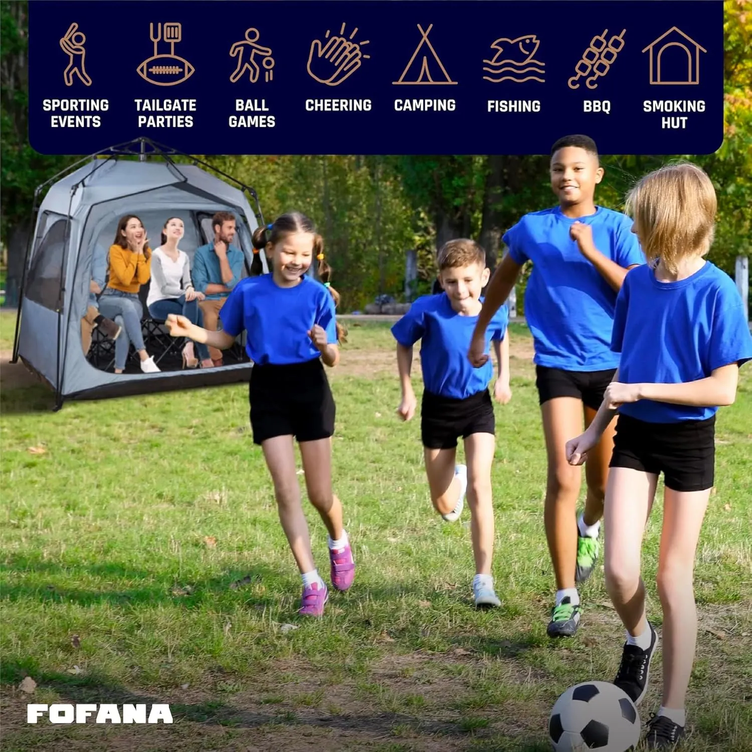 FOFANA MultiPod - Pop-Up All-Weather Sports Tent - Multipurpose Pod 270 View Multi-Person - Sports Mom and Dad Essentials