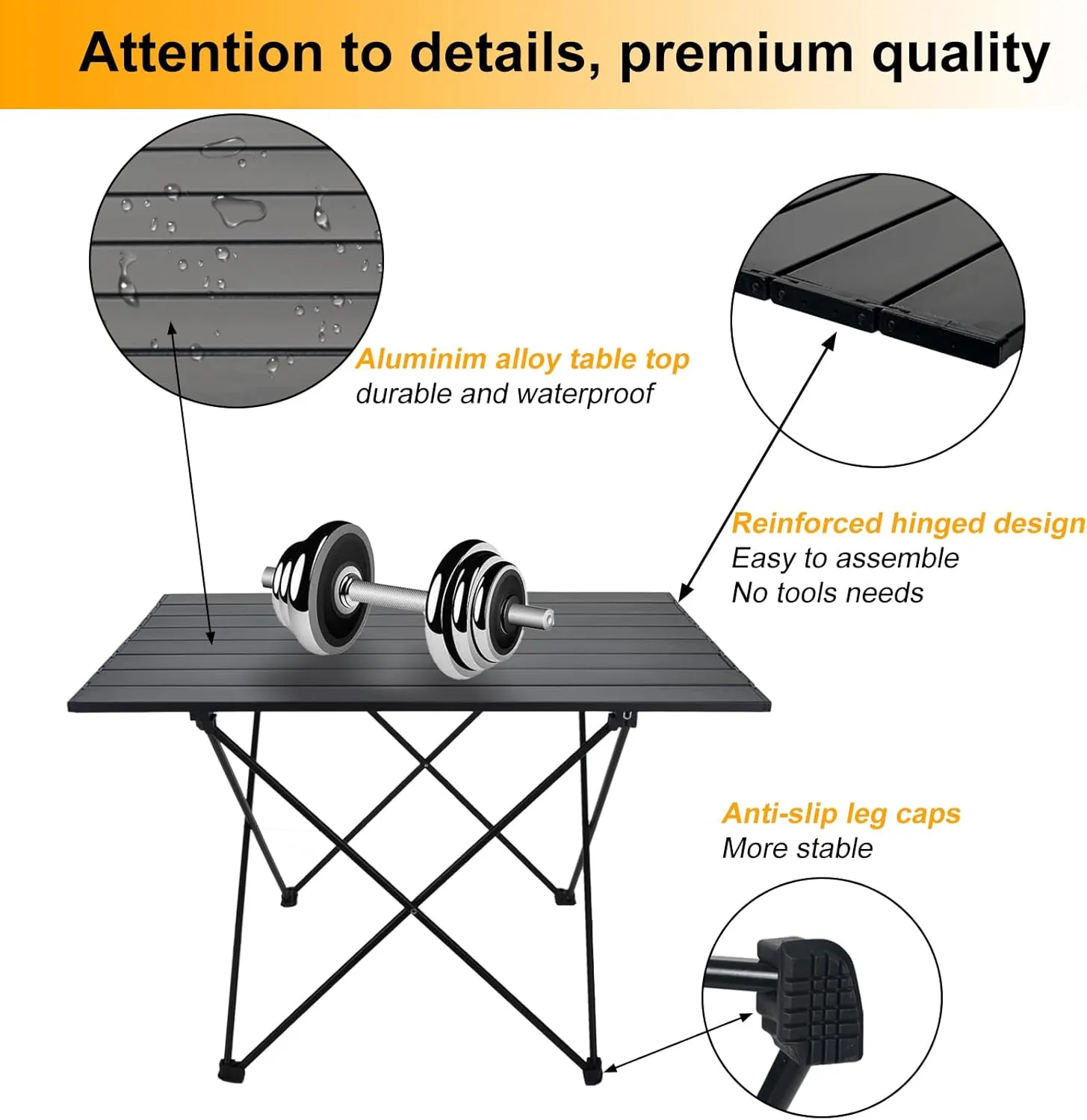 Foldable Camping Side Table, Ultralight Small Beach Table Aluminum, Portable Outdoor Table with Carry Bag and Storage for Picnic, Grill, Hiking, Fishing, Sand, Camping Essentials(L)
