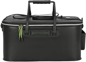 Foldable Fishing Bucket with Zipper Lid and Shoulder Strap–Durable Fish Bucket for Outdoor Fishing,Camping,and Storage–Portable and Waterproof Fishing Tackle Container with Carry Handles