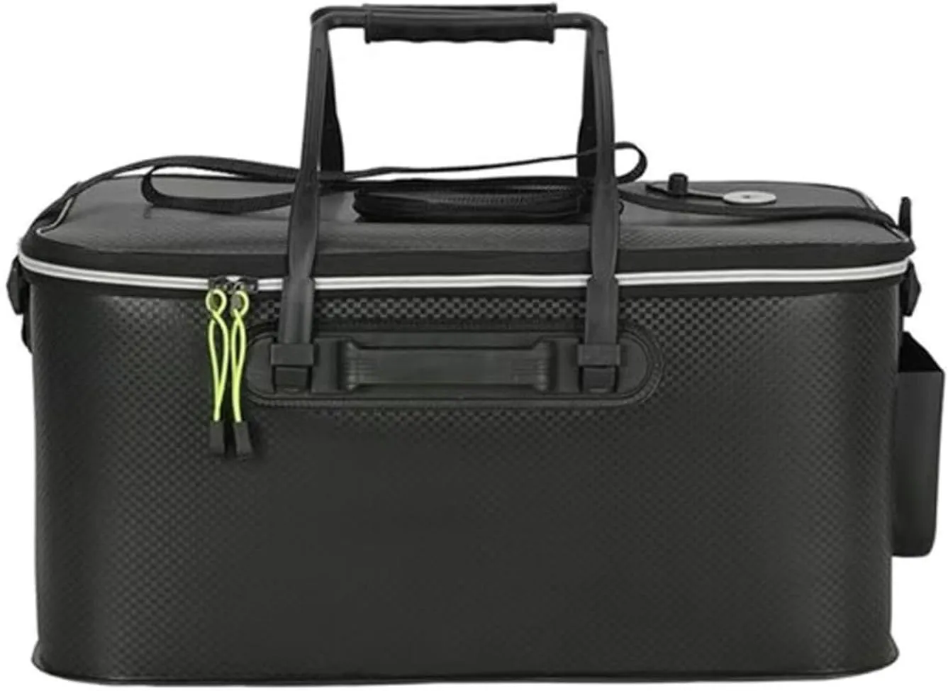 Foldable Fishing Bucket with Zipper Lid and Shoulder Strap–Durable Fish Bucket for Outdoor Fishing,Camping,and Storage–Portable and Waterproof Fishing Tackle Container with Carry Handles