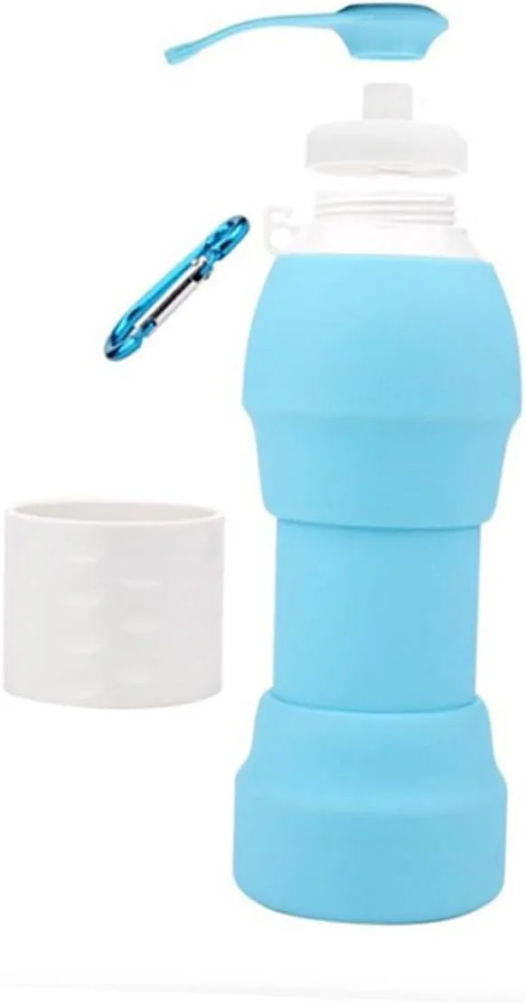 Foldable Silicone Bottle Collapsible Water Bottle 24oz Leak Proof Flask Expandable Sports Water for Travel Hiking Cycling