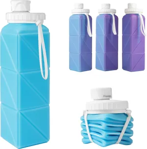 Foldable Silicone Water Bottle, 20.6oz - Leakproof & Lightweight