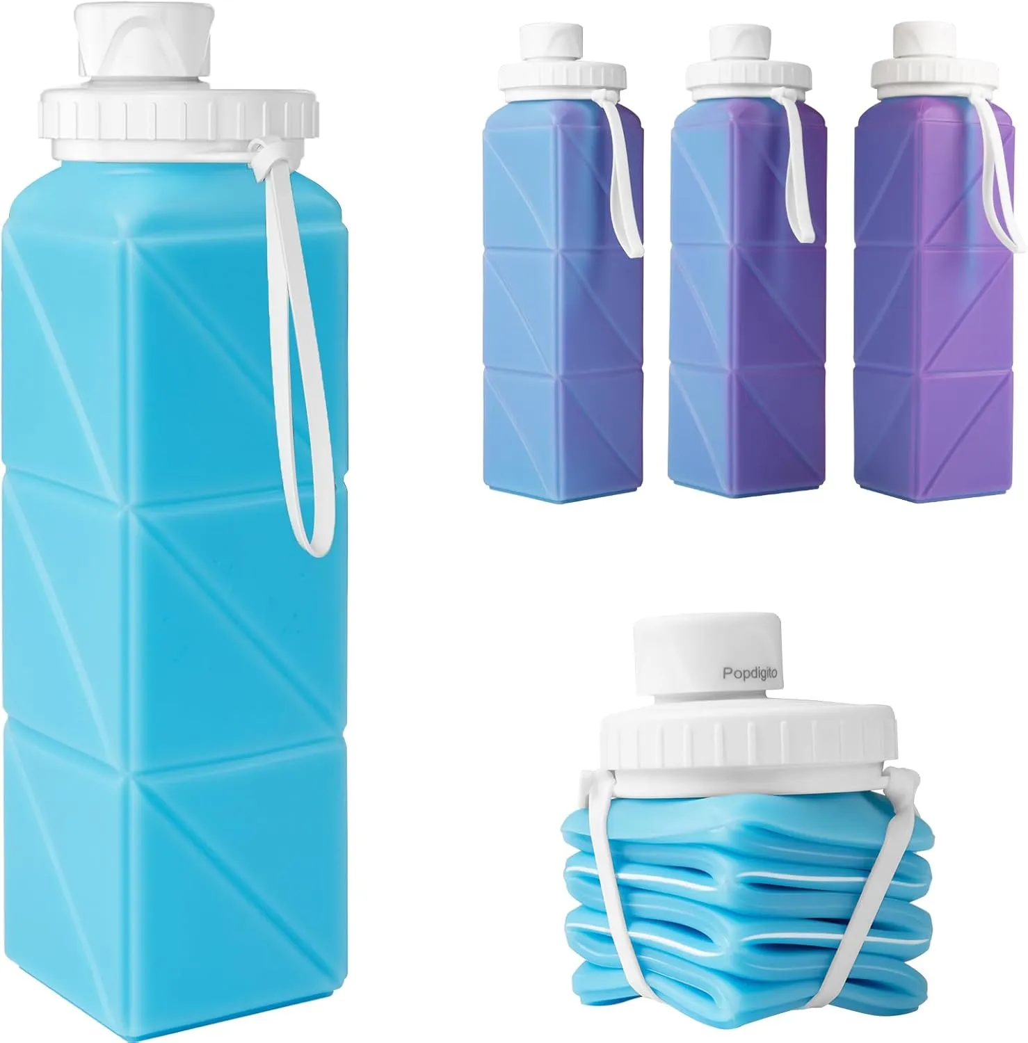 Foldable Silicone Water Bottle, 20.6oz - Leakproof & Lightweight