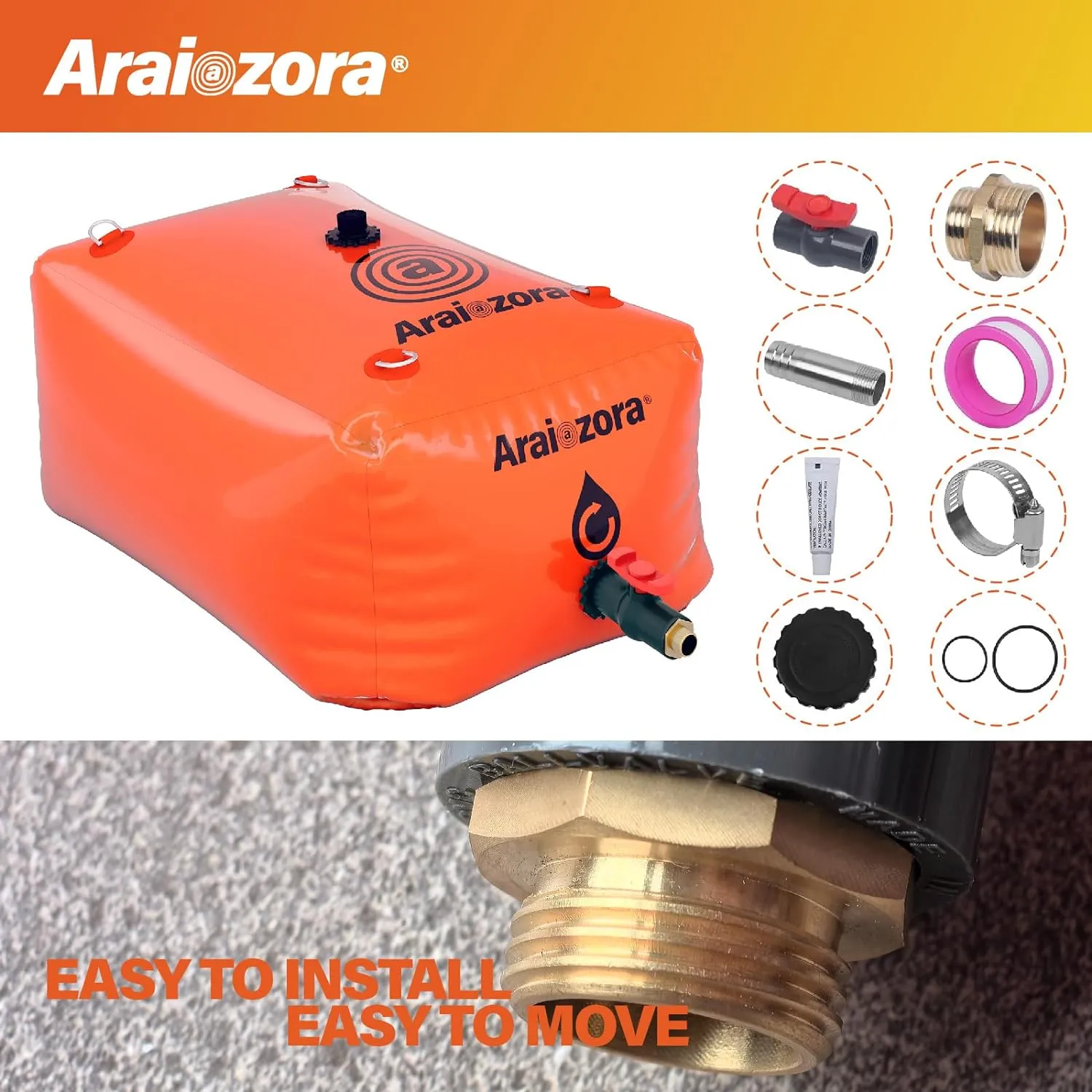 Foldable Water Bladder Tank,60 Gal/240L Portable Large Capacity Soft Water Bag Storage Container