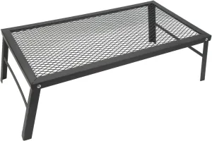 Folding Campfire Grill, Portable Camping Grill Iron Waterproof Camp Fire Cooking Rack, for Backpacking Hiking Picnics Fishing, Black
