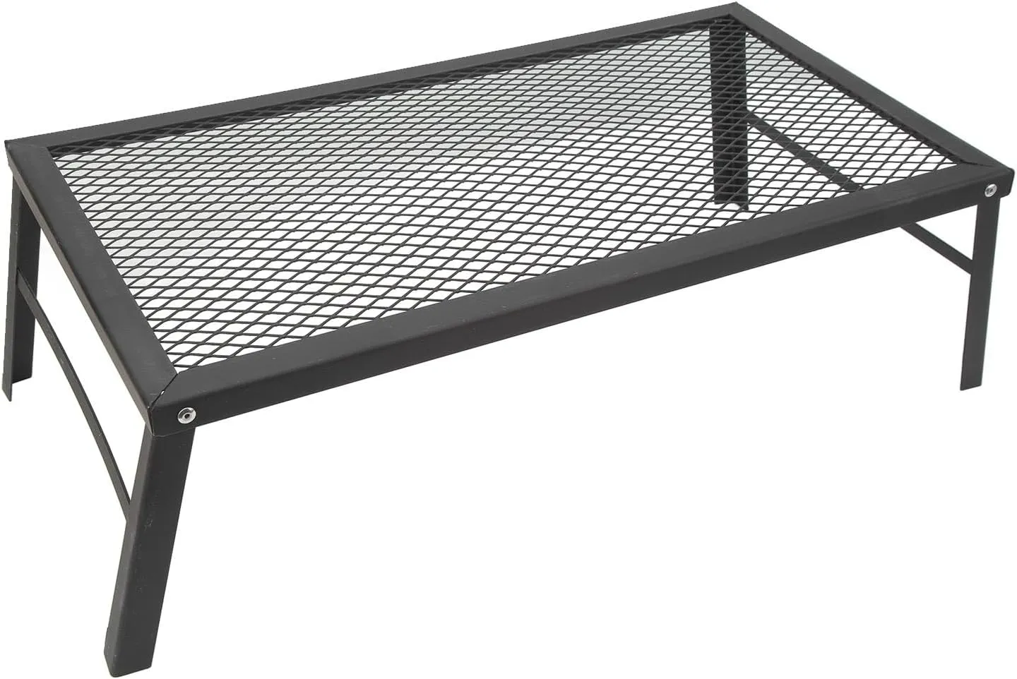 Folding Campfire Grill, Portable Camping Grill Iron Waterproof Camp Fire Cooking Rack, for Backpacking Hiking Picnics Fishing, Black