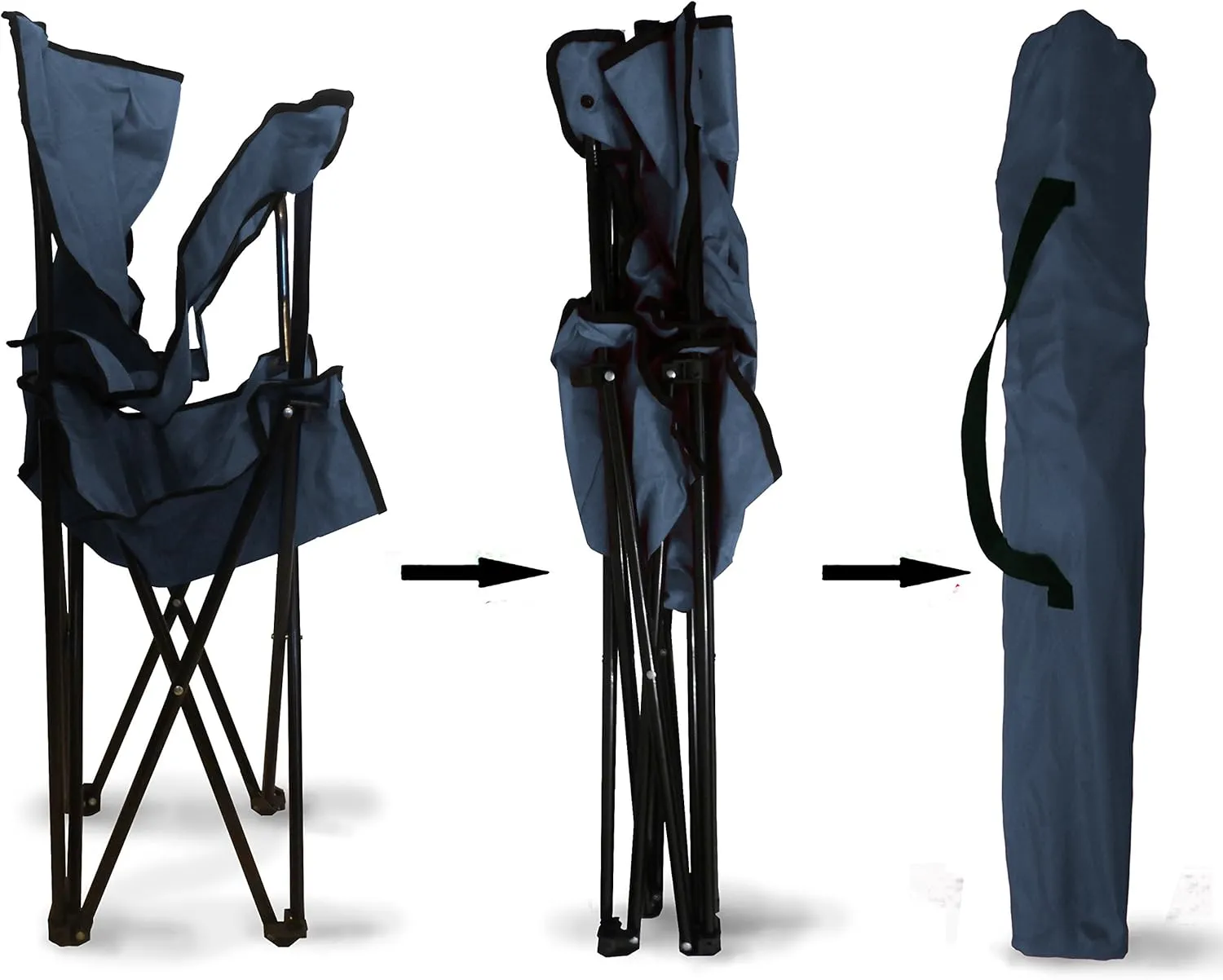 Folding Camping Chair, Portable Carry Bag for Storage and Travel, Best Durable Outdoor Quad Beach Chairs, Comfortable Arms, Space Saving, Lightweight Great for Transport