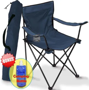 Folding Camping Chair, Portable Carry Bag for Storage and Travel, Best Durable Outdoor Quad Beach Chairs, Comfortable Arms, Space Saving, Lightweight Great for Transport