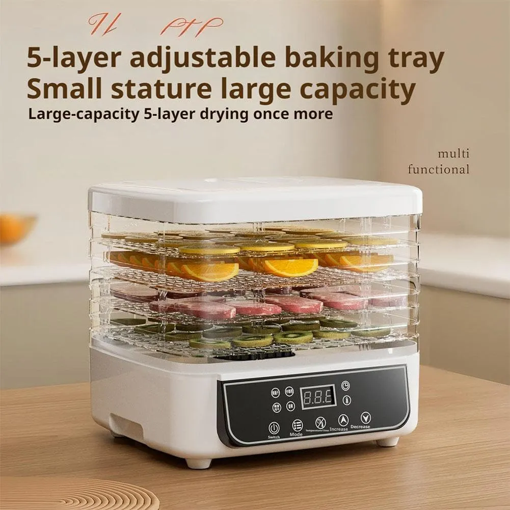 Food Dehydrator Machine, 5 Trays Food Dryer, Electric Fruit Drying Machine, Digital Adjustable Timer & Temperature Control, Food Dried Machine for Fruits Snacks Dog Treats